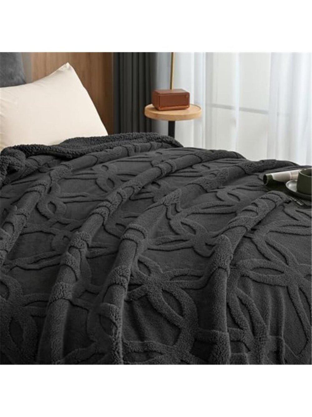 Sherpa Fleece Throw Blanket Soft Plush Cozy Warm Jacquard Bed Couch Blanket